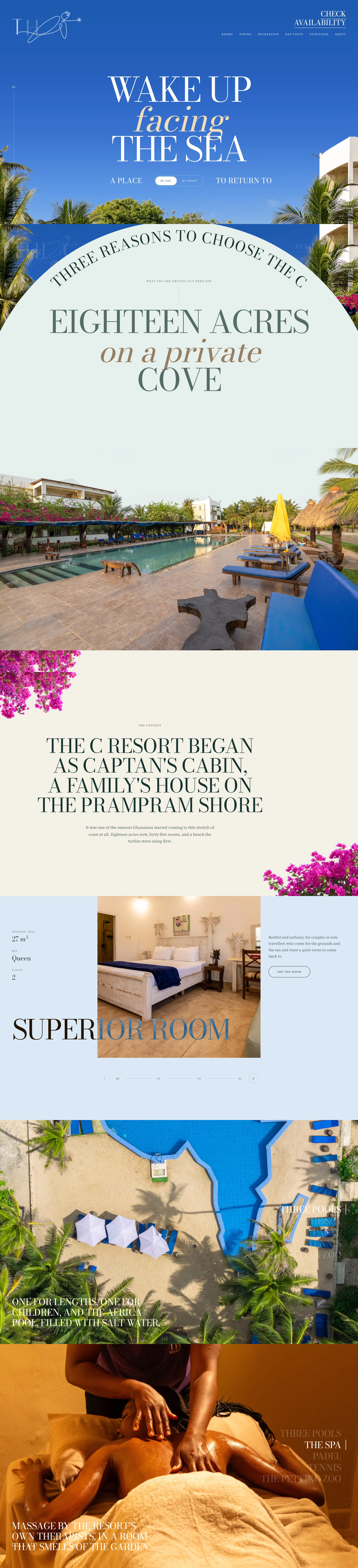 The C Resort website, top to bottom