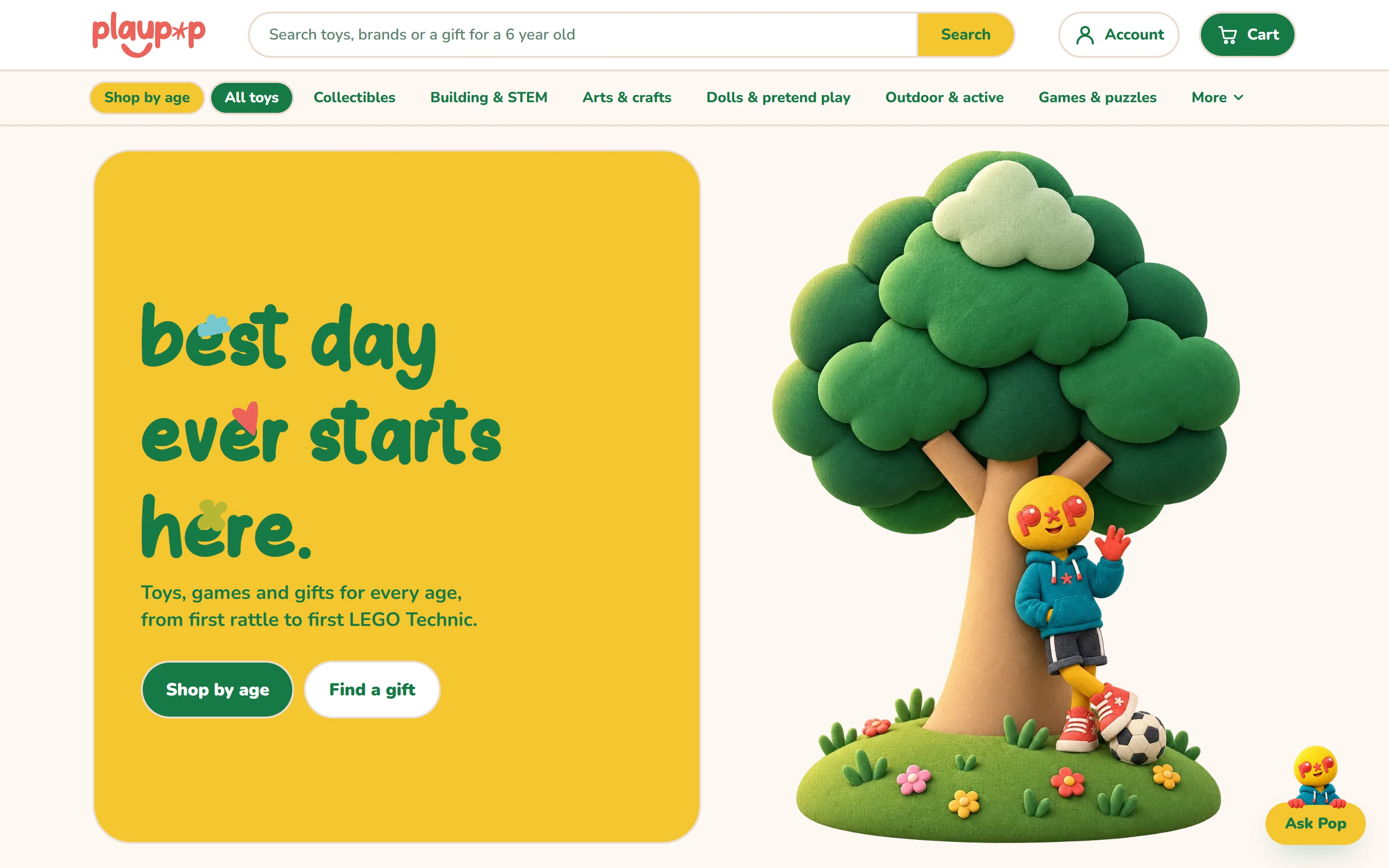 The Play Pop website, its opening screen