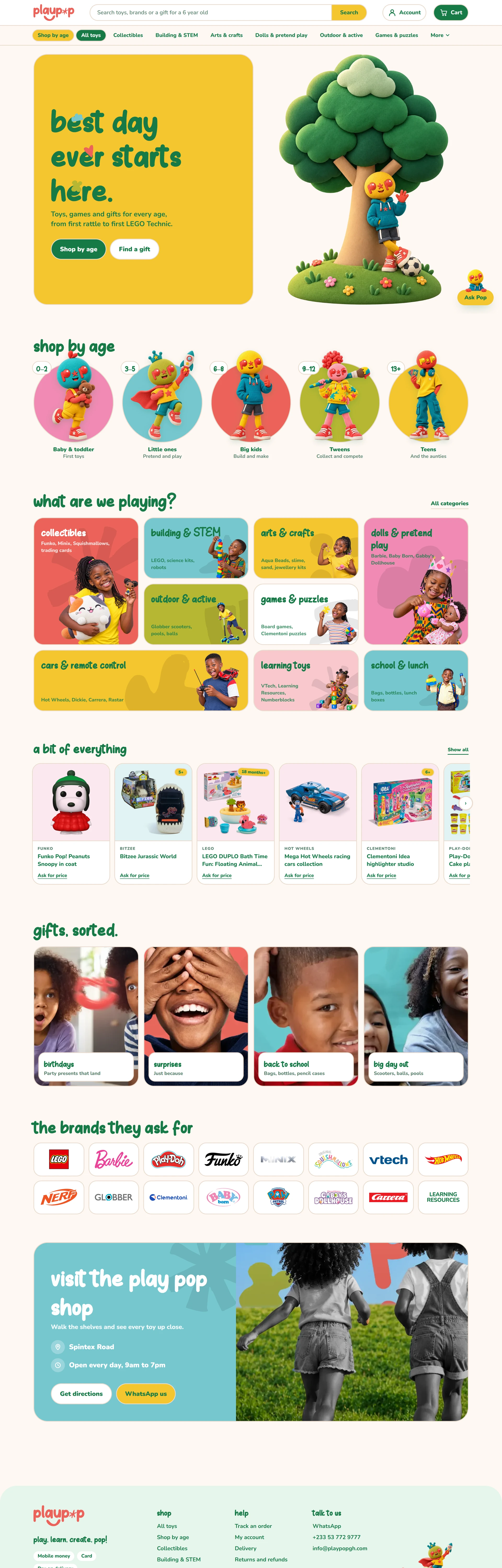 The Play Pop website, top to bottom