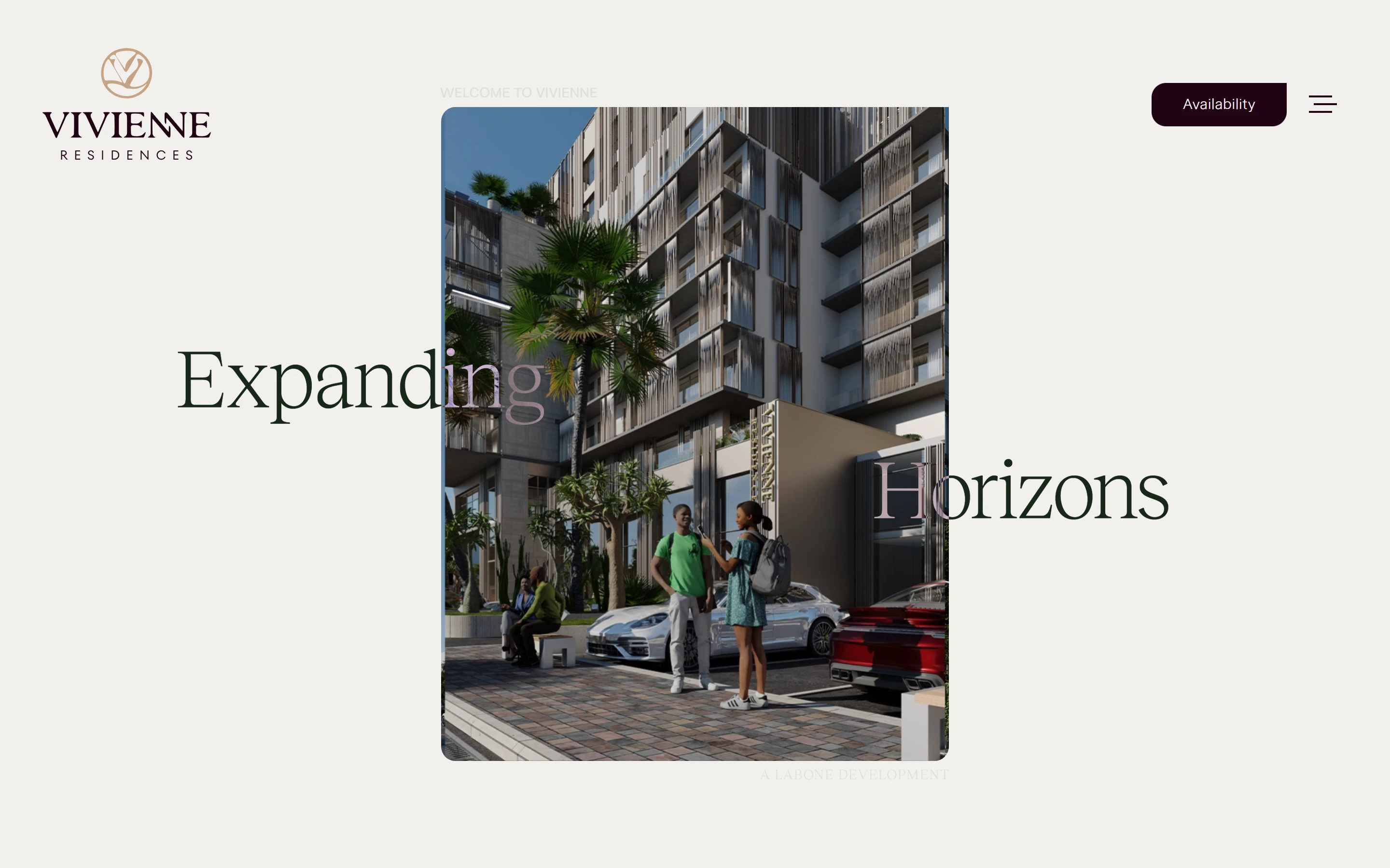 The Vivienne Residences website, its opening screen