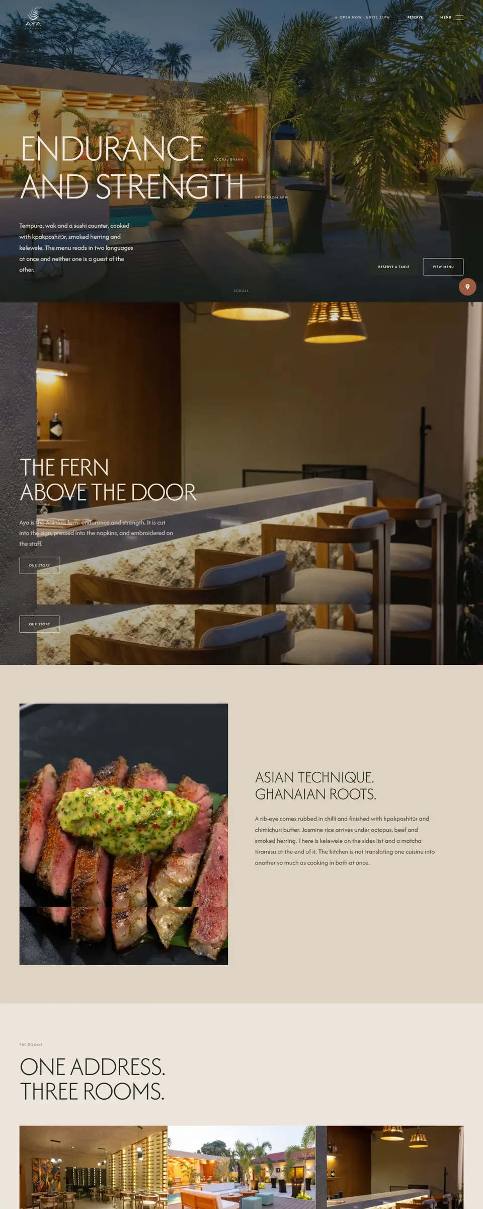 The AYA Restaurant website